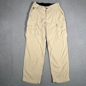 Duluth Pants Mens Medium Brown Cargo Pockets Elastic Waist Outdoor Hiking Nylon